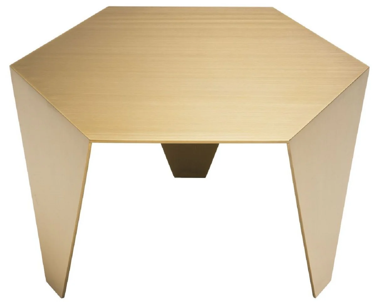 Casa Padrino mesa auxiliar de lujo lat¨®n 57,5 ??x 50 x A. 34,5 cm - Mesa de acero inoxidable de 6 angular - Muebles de sal¨®n de lujo - Calidad de Lujo