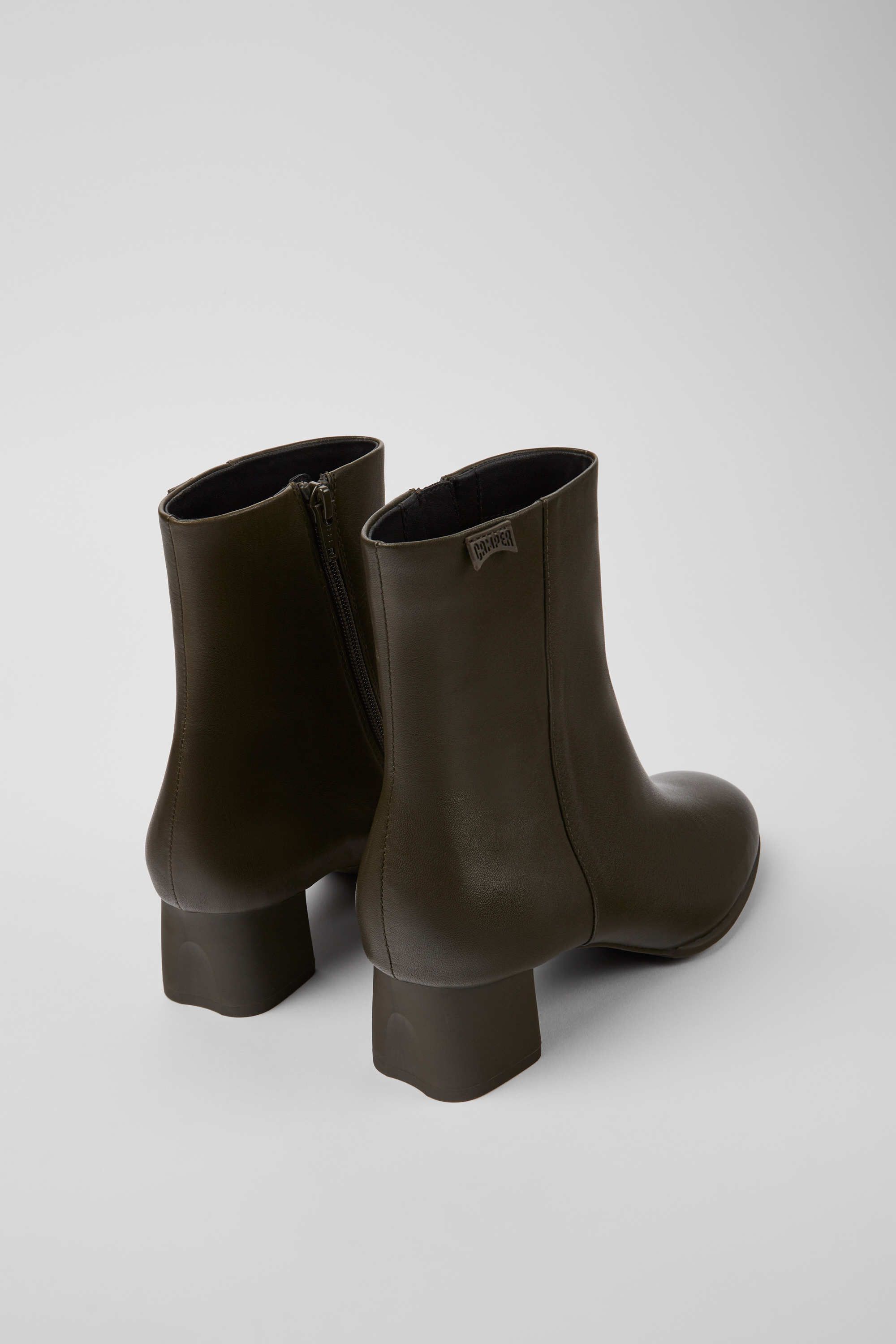 Katie - Green leather ankle boots for women