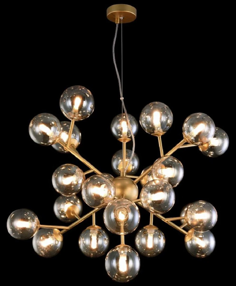 Casa Padrino lámpara colgante de salón oro Ø 65 x H. 40 cm - Lámpara Colgante con Pantallas Esféricas