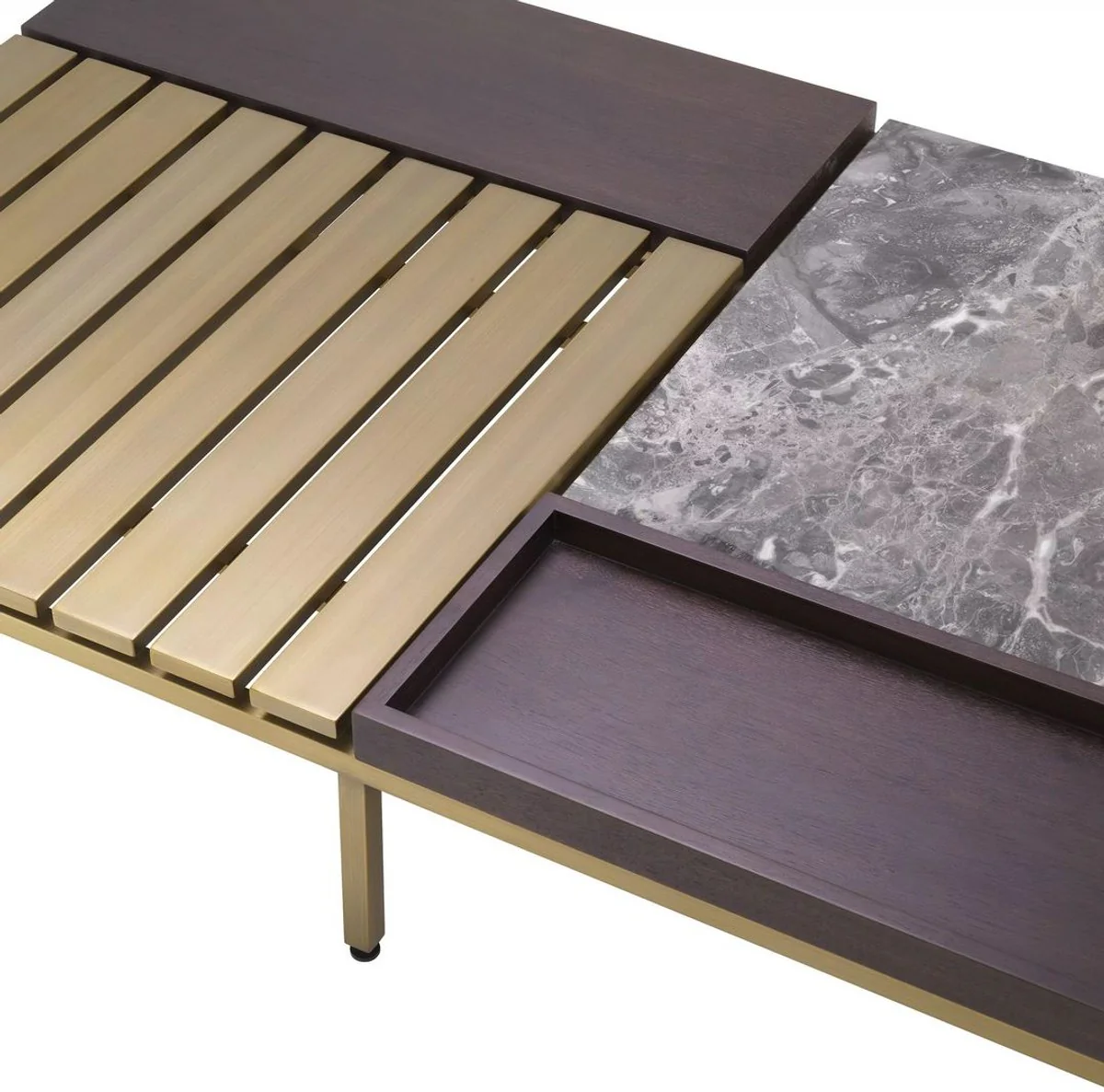 Casa Padrino mesa de centro de lujo lat¨®n / gris / marr¨®n 169,5 x 99,5 x A. 27 cm - Mesa de sal¨®n moderna - Muebles de sal¨®n de lujo - Calidad de lujo