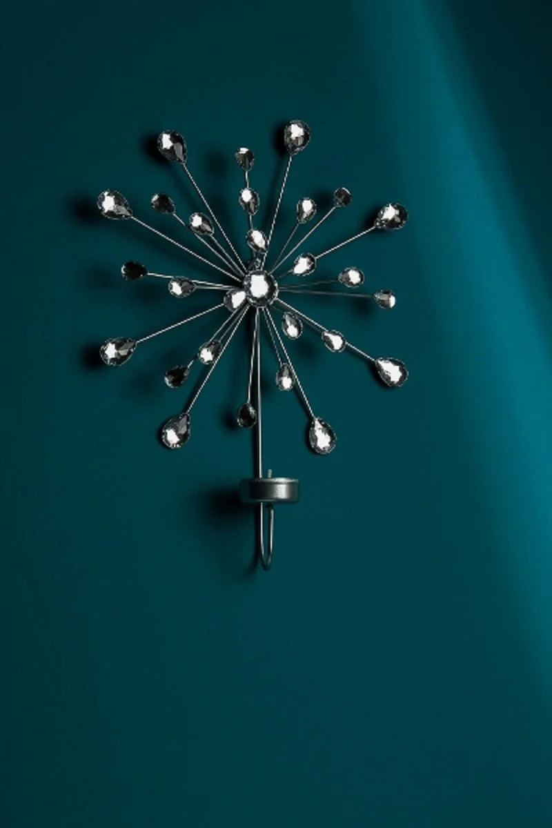 Casa Padrino conjunto de candelero de pared de diseño de 4 plata 24 x 6 x H. 31 cm - Decoración de Pared Decorativa