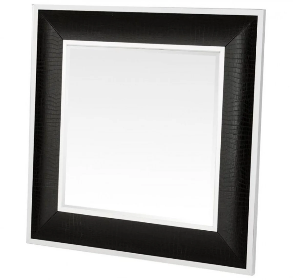Casa Padrino Designer Luxury Wall Mirror Alligator Black 100 x H 100 cm - Luxury Quality