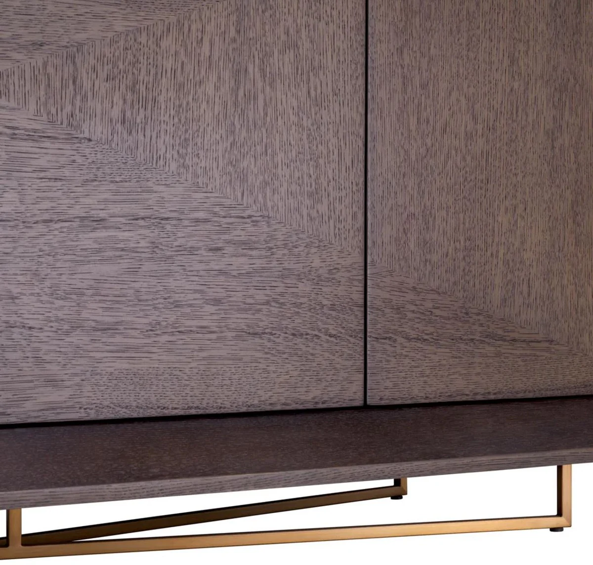 Casa Padrino aparador de lujo moka / lat¨®n 180 x 50 x A. 80,5 cm - Armario de chapa de roble con 4 puertas - Muebles de lujo - Muebles de hotel - Interiores de lujo