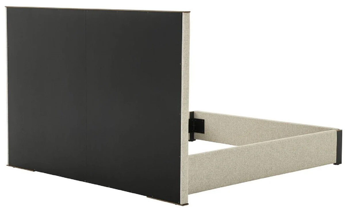 Casa Padrino estructura de cama doble de lujo con cabecero natural / lat¨®n / gris antracita 224 x 224 x A. 145,5 cm - Muebles de Dormitorio - Muebles de Hotel - Calidad de Lujo