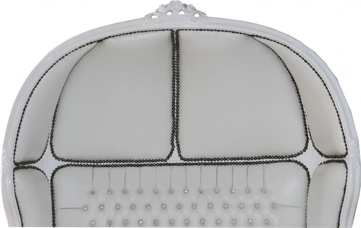 Casa Padrino Baroque 2er balloon sofa white leather look / white - Living Room Couch Furniture Lounge Wedding