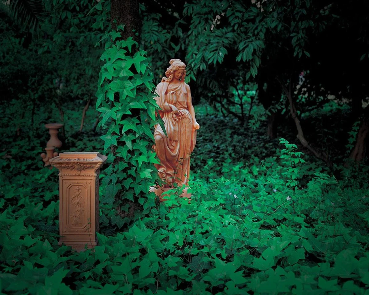 Casa Padrino pilar barroco terracota 38 x 37 x A. 83 cm - Columna decorativa de cerámica hecha a mano - Decoración de Jardín de Terraza Barroco