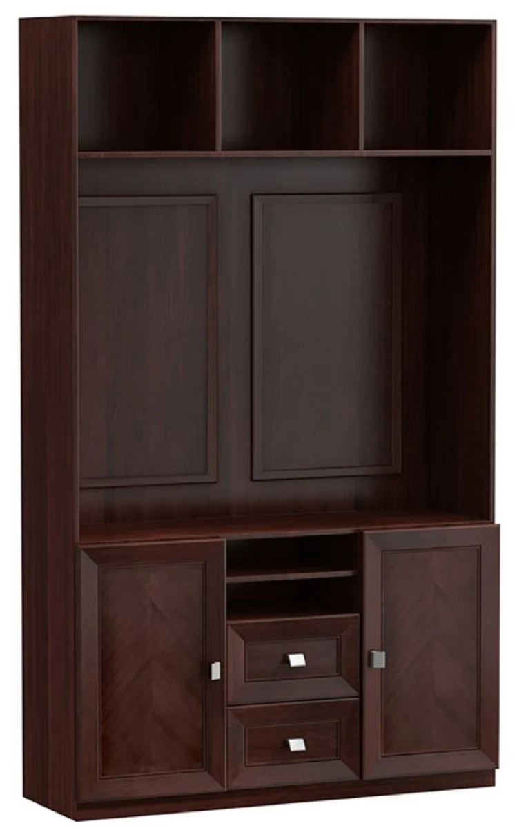 Casa Padrino gabinete de sala de estar de lujo con 2 puertas y 2 cajones marr¨®n oscuro / plata 135,8 x 44,2 x H 225,6 cm - Muebles de Sala de Estar de Lujo