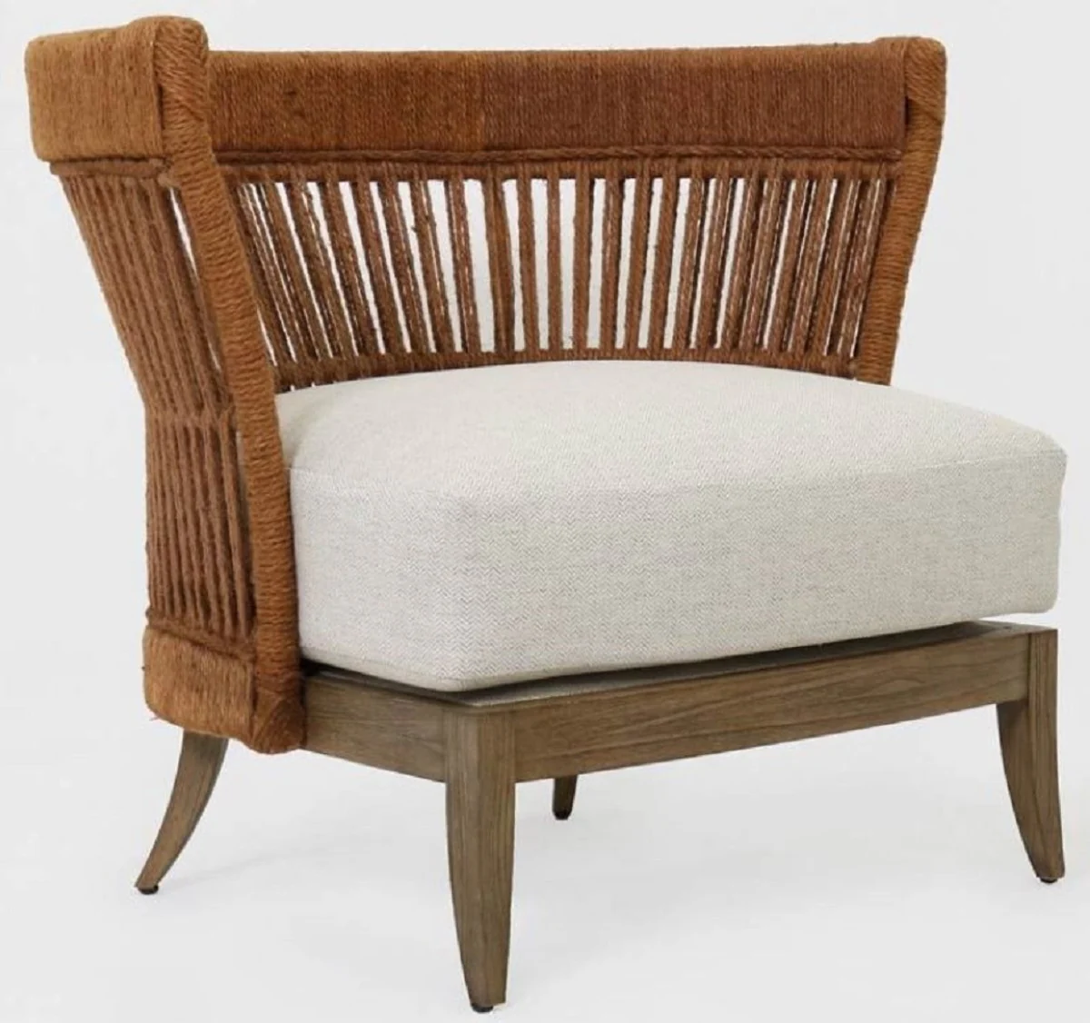 Casa Padrino sill¨®n de lujo marr¨®n / gris claro 88 x 74 x A. 75 cm - Sill¨®n de sal¨®n de madera maciza - Muebles de Sal¨®n - Muebles de Lujo