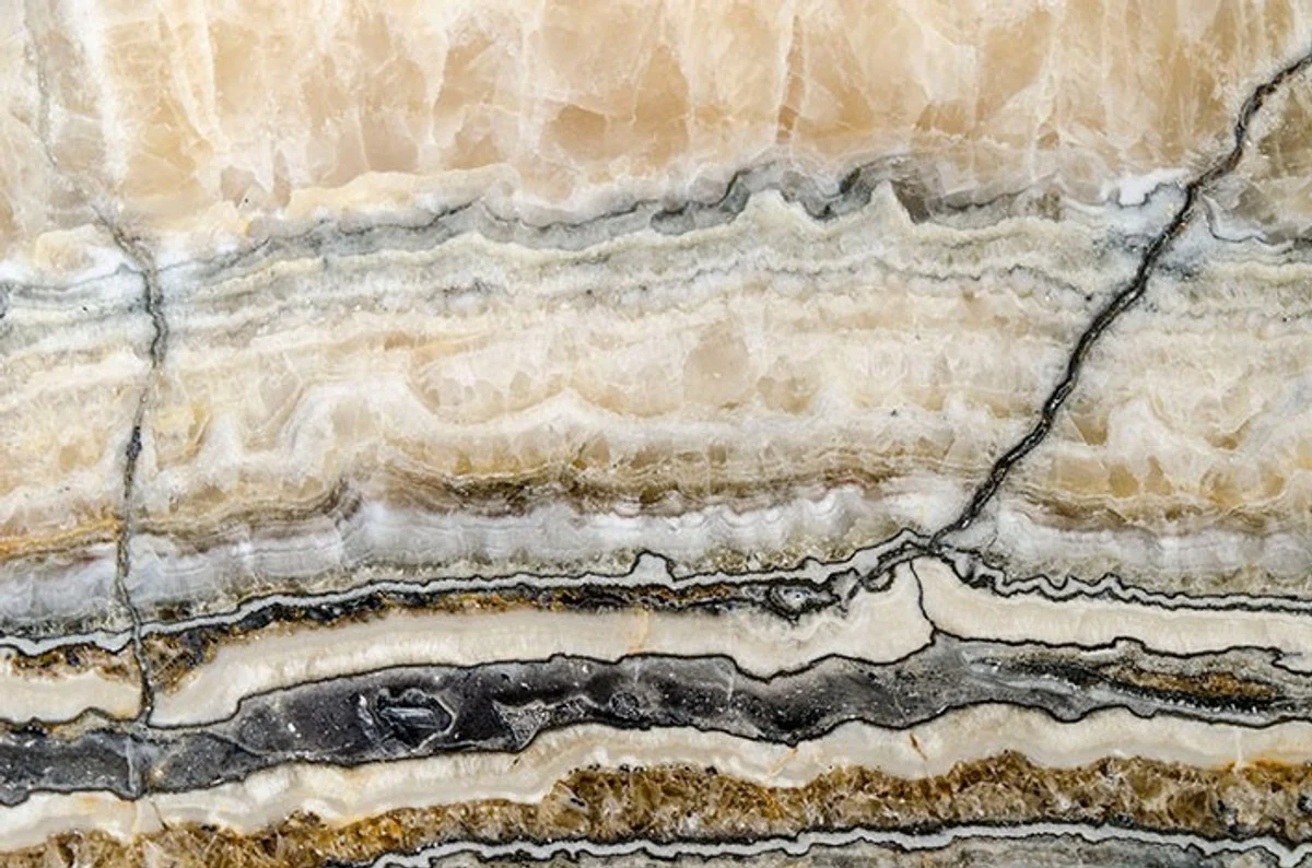 Casa Padrino Art Deco Side Table Onyx / metal 80 x 50 cm Art Nouveau table - Furniture Coffee Table