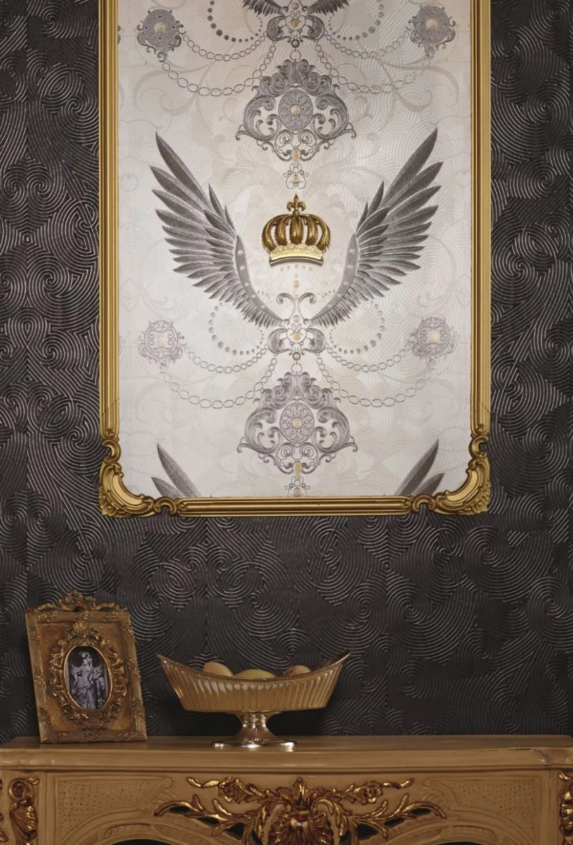 Harald Gl??ckler Designer Baroque Non-Woven Wallpaper 54456 - Eagle Wings - White / Gray / Silver