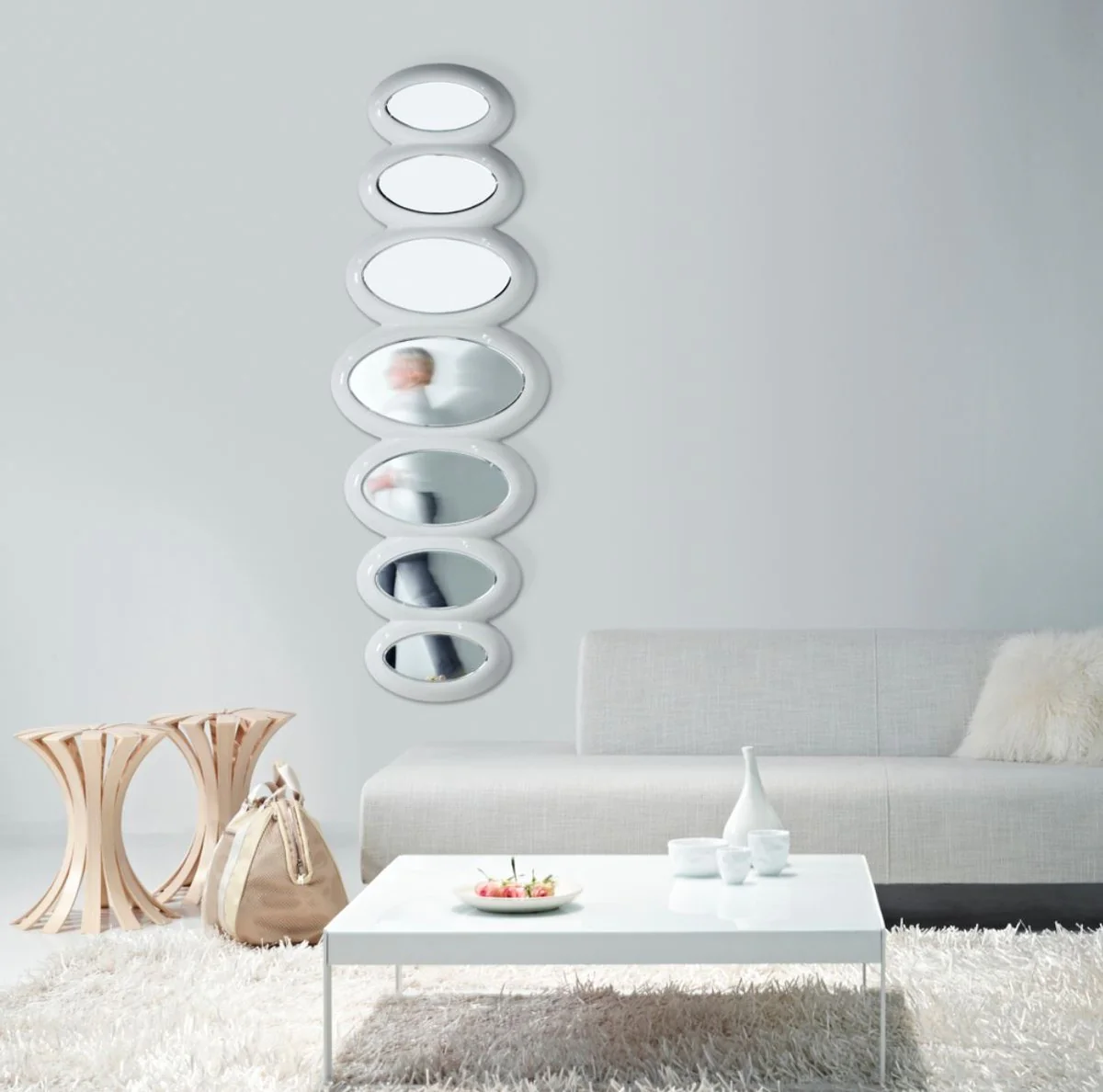 Casa Padrino lujoso espejo de dise?o blanco brillante 195 x H. 67 cm - Colecci¨®n Hotel