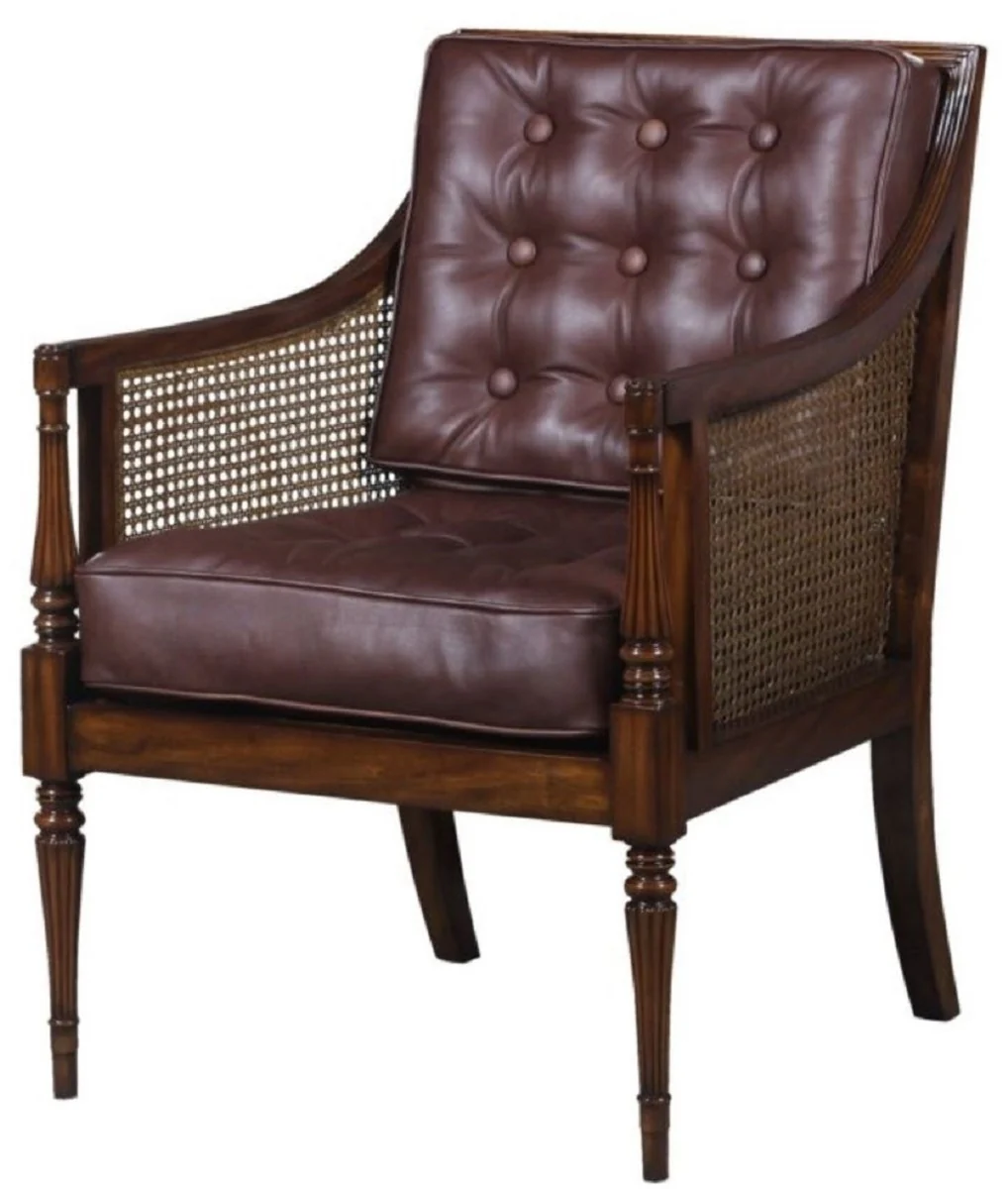 Casa Padrino Sill¨®n de Sal¨®n de Estilo Art Nouveau de Lujo Marr¨®n Oscuro / Marr¨®n 68 x 65 x H. 98 cm - Muebles de Hotel