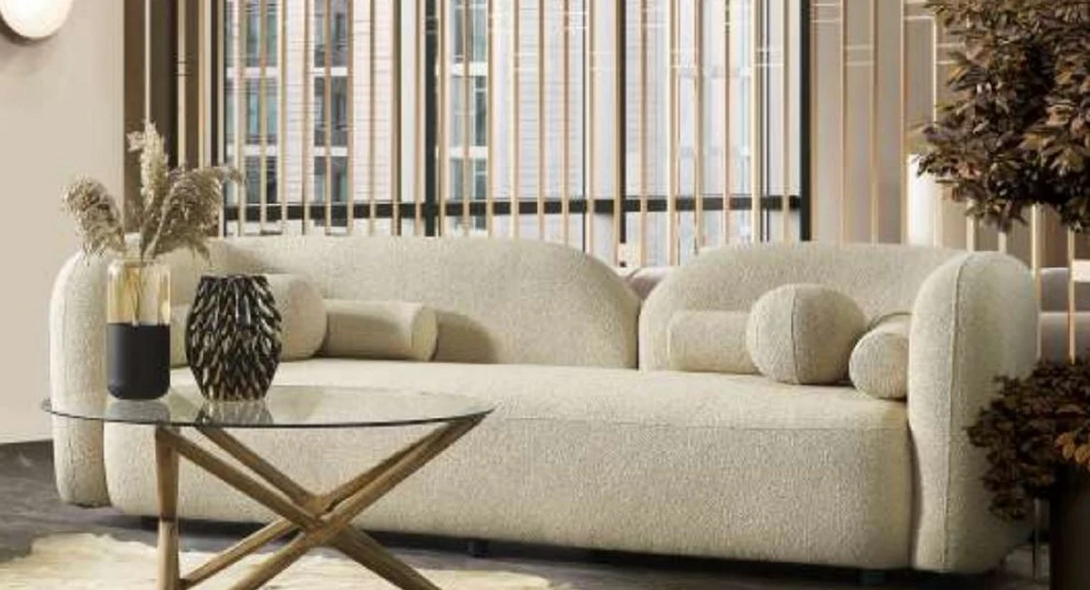 Casa Padrino sof¨¢ de lujo marfil 240 x 90 x A. 75 cm - Sof¨¢ de sal¨®n - Sof¨¢ de hotel - Muebles de sal¨®n - Muebles de hotel - Muebles de lujo - Interiores de lujo - Interiores de sal¨®n