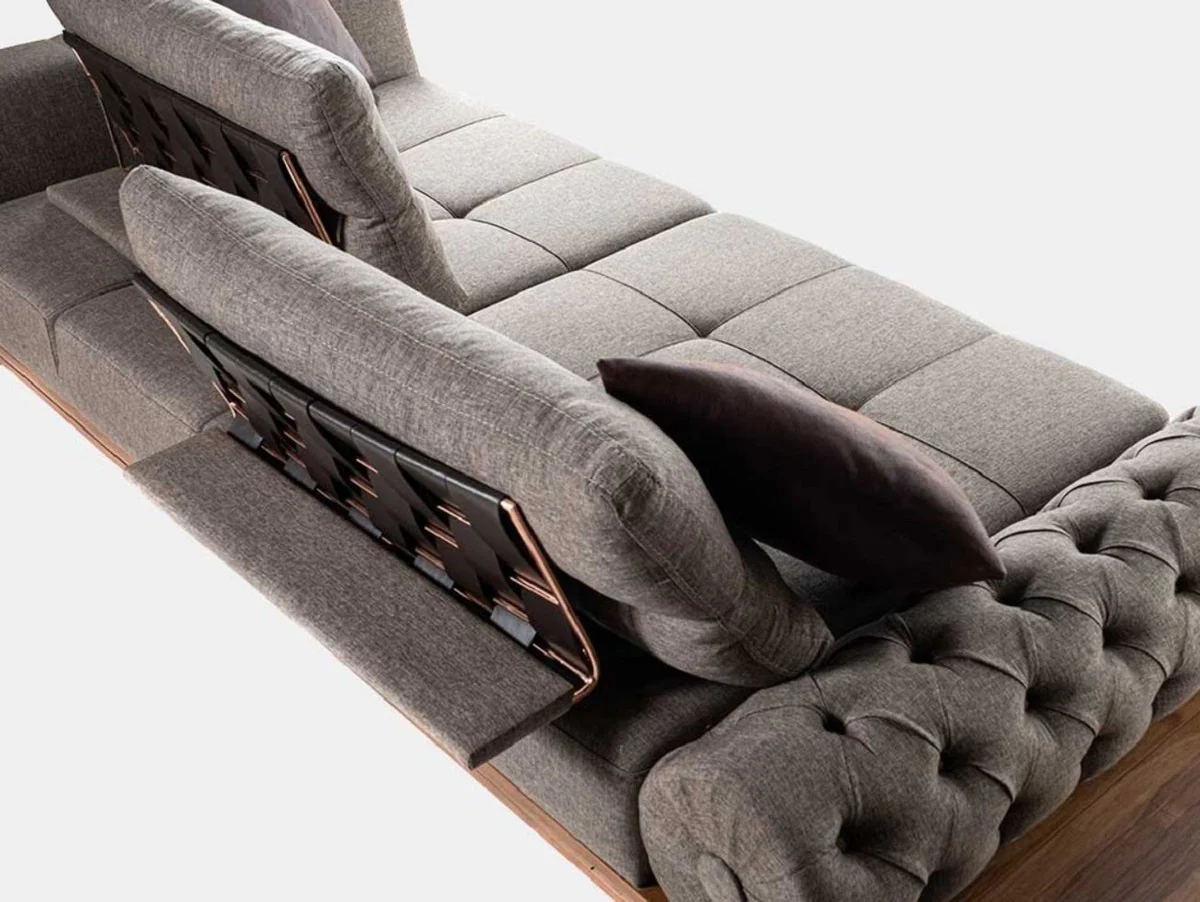 Casa Padrino sof¨¢ de lujo gris / marr¨®n / cobre 270 x 100 x A. 65 cm - Sof¨¢ de sal¨®n con respaldos regulables - Muebles de sal¨®n - Muebles de hotel - Muebles de lujo