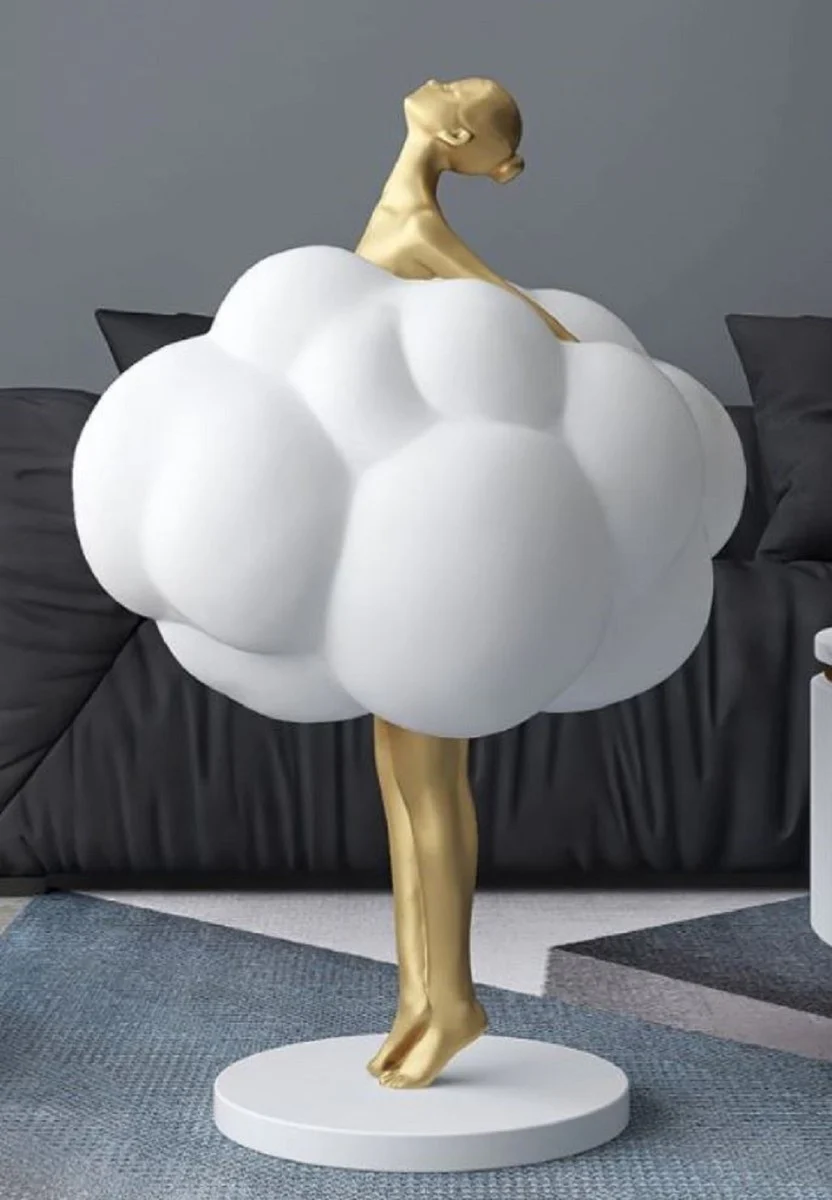 Casa Padrino escultura decorativa de diseño de lujo bailarina oro / blanco 49 x A. 75 cm - Figura decorativa de resina - Accesorios decorativos de diseño de lujo - Calidad de lujo