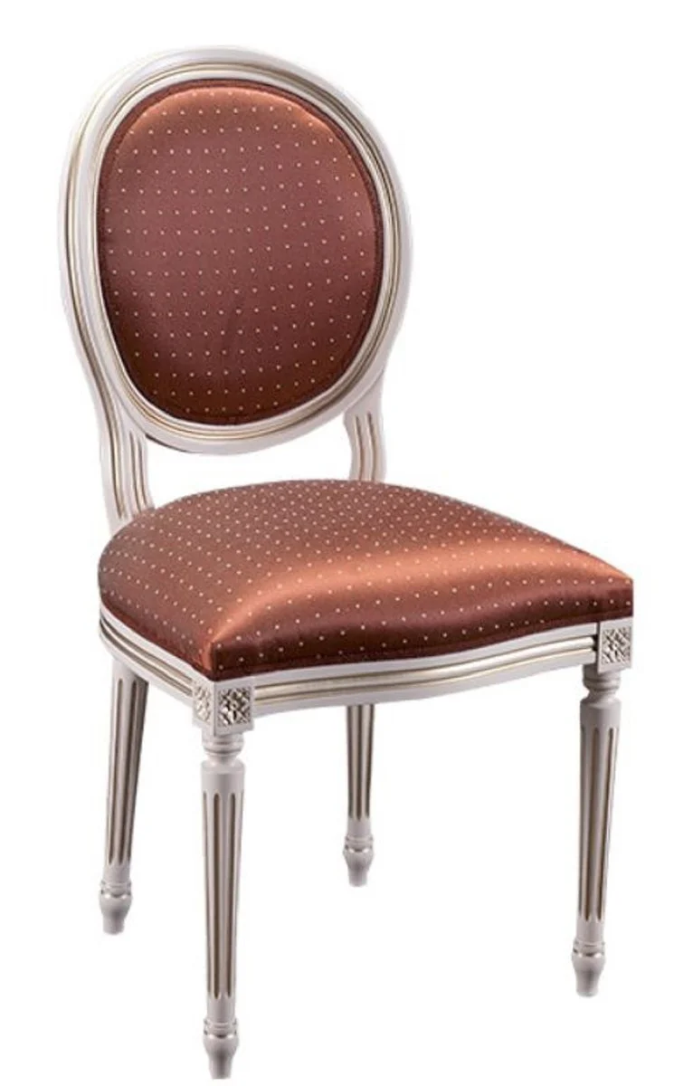 Casa Padrino Conjunto de Comedor Barroco de Lujo Crema / Oro / Naranja 49 x 43,5 x H. 98 cm - 6 Sillas de Comedor - Muebles de Comedor