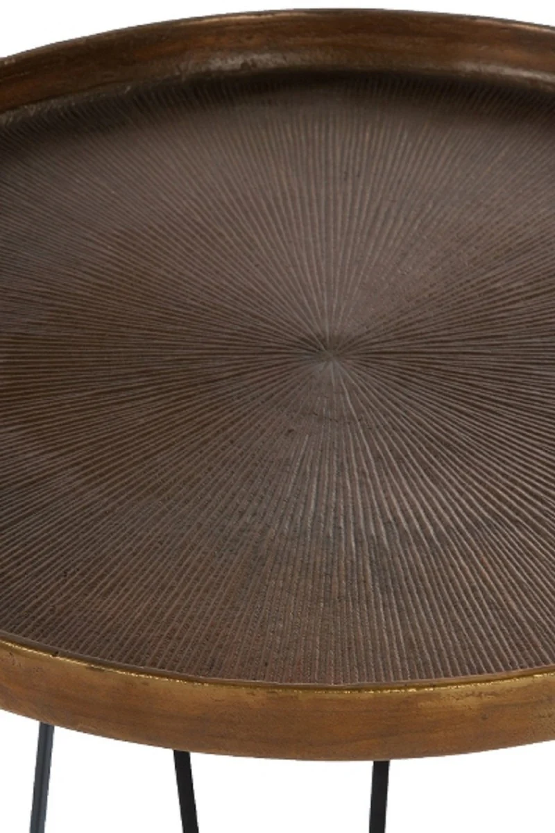 Casa Padrino conjunto de mesa auxiliar de lujo bronce / plata / gris ? 50 x H. 60 cm - Mesas Auxiliar de Metal Redondas