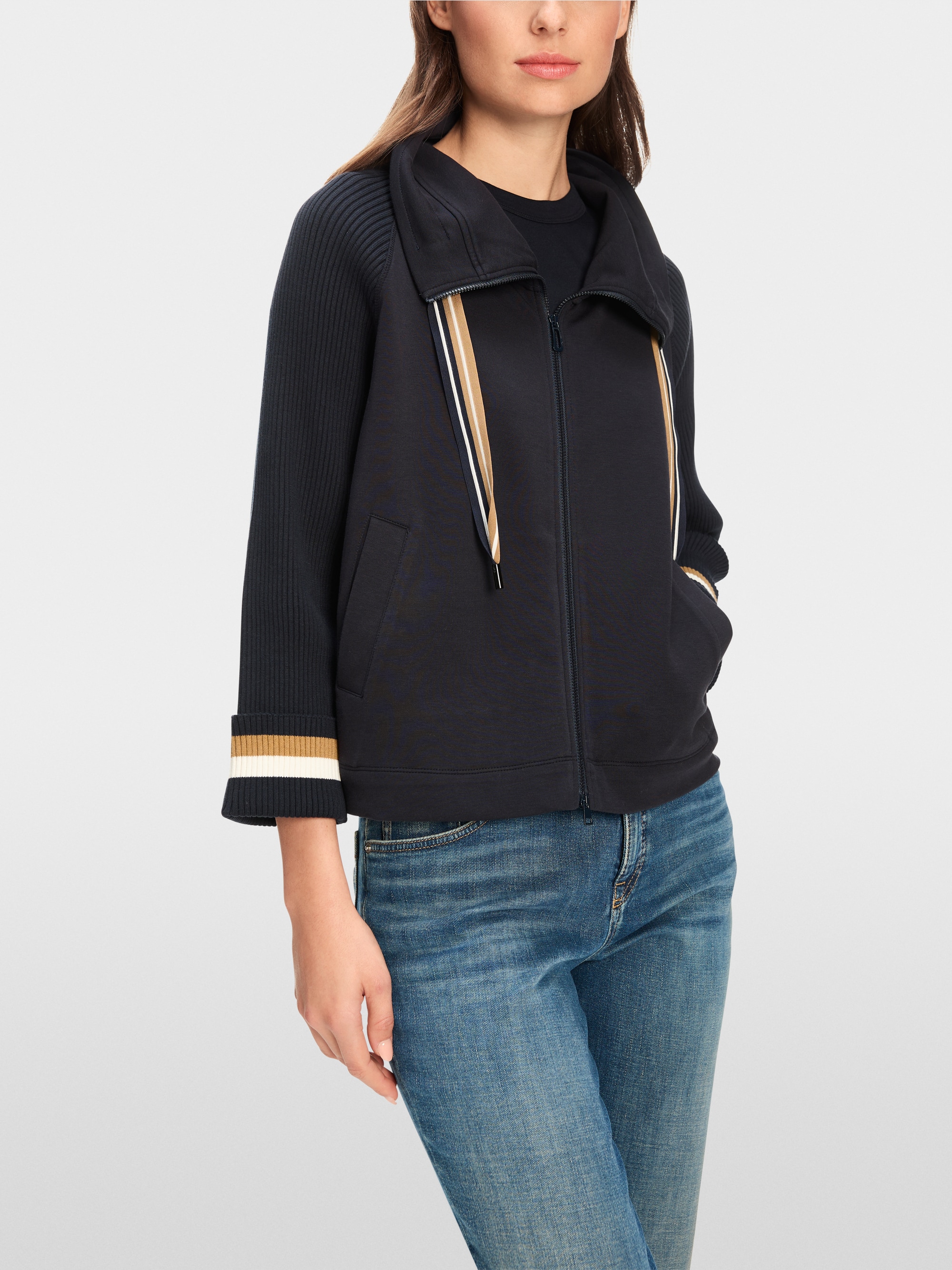Marc-Cain Loose mixed fabric jacket