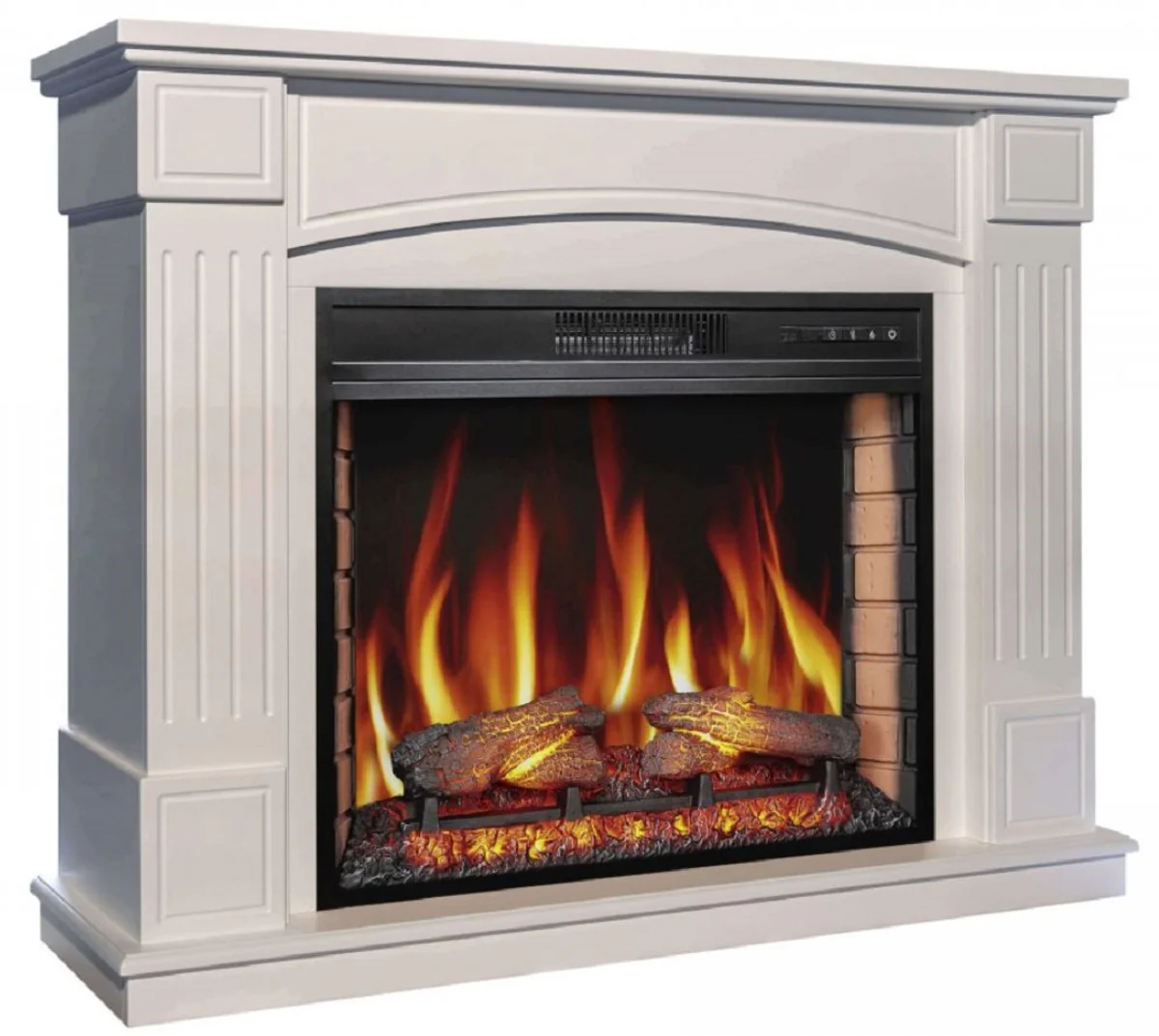 Casa Padrino chimenea el¨¦ctrica LED barroco blanco 114 x 34 x A. 90,3 cm