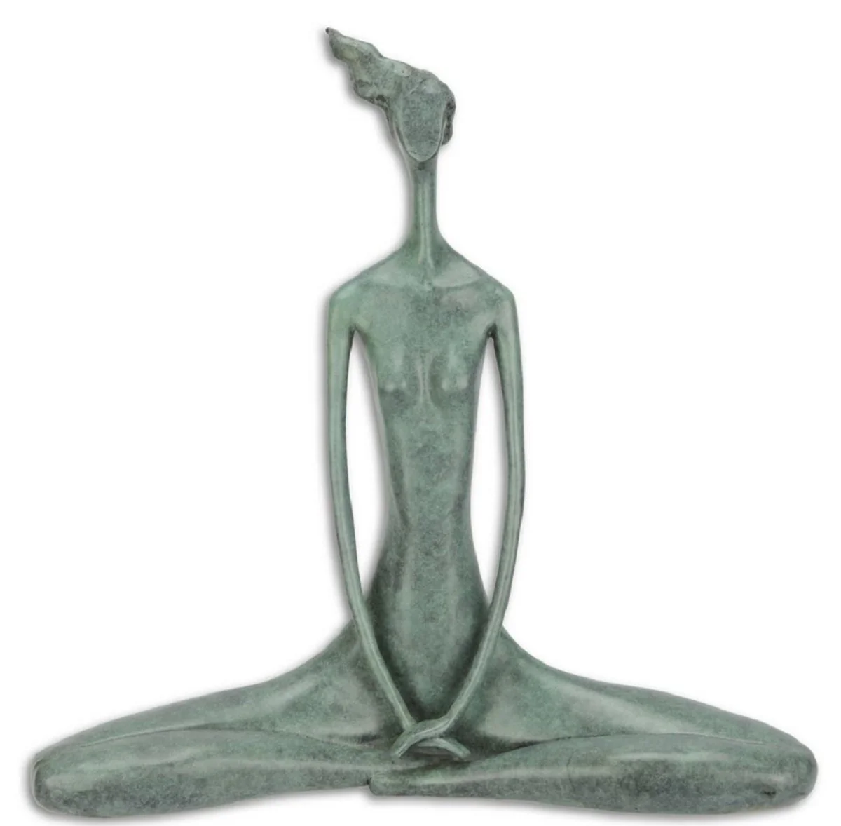 Casa Padrino figura de bronce diseñador yoga mujer azul 42,3 x 15,5 x H. 41,8 cm - Escultura de Bronce Decoración de Lujo