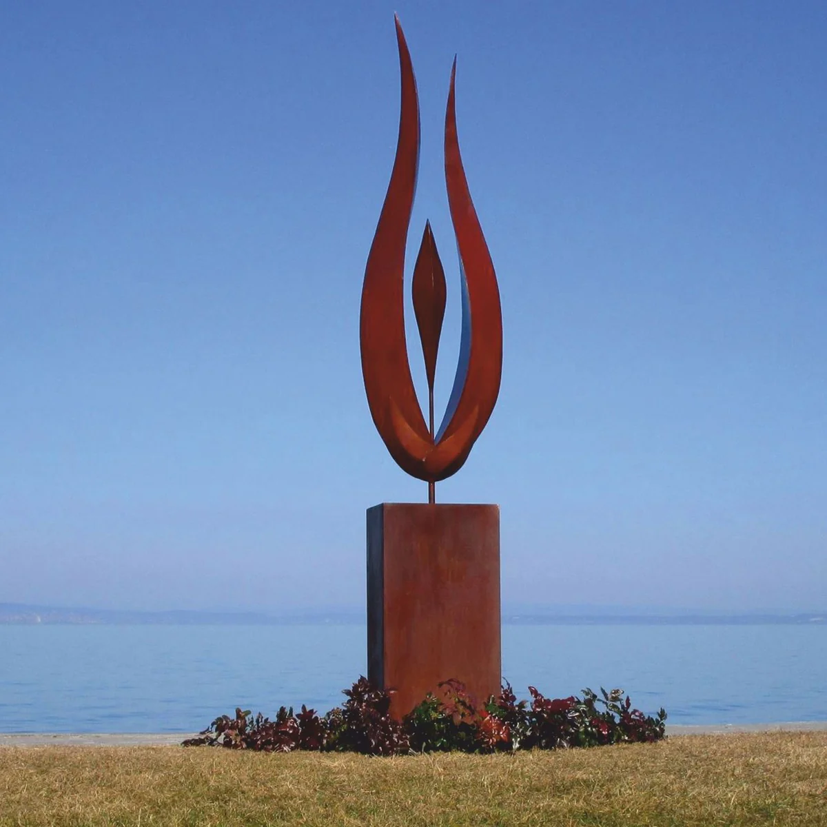 Casa Padrino escultura decorativa de jard¨ªn de acero de lujo con columna ¨®xido A. 324 cm