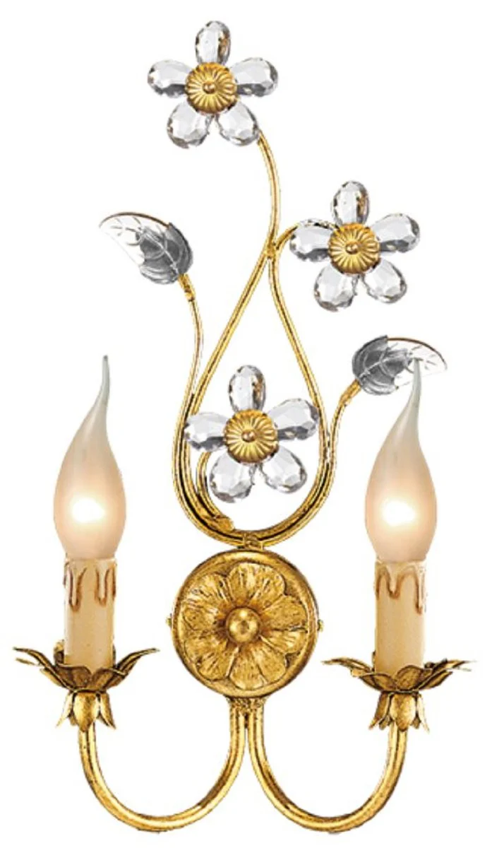 Casa Padrino lámpara de pared doble barroco de lujo oro con pátina 24 x 12 x A. 43 cm - Elegante aplique de estilo barroco - Calidad de lujo - Hecho en Italia