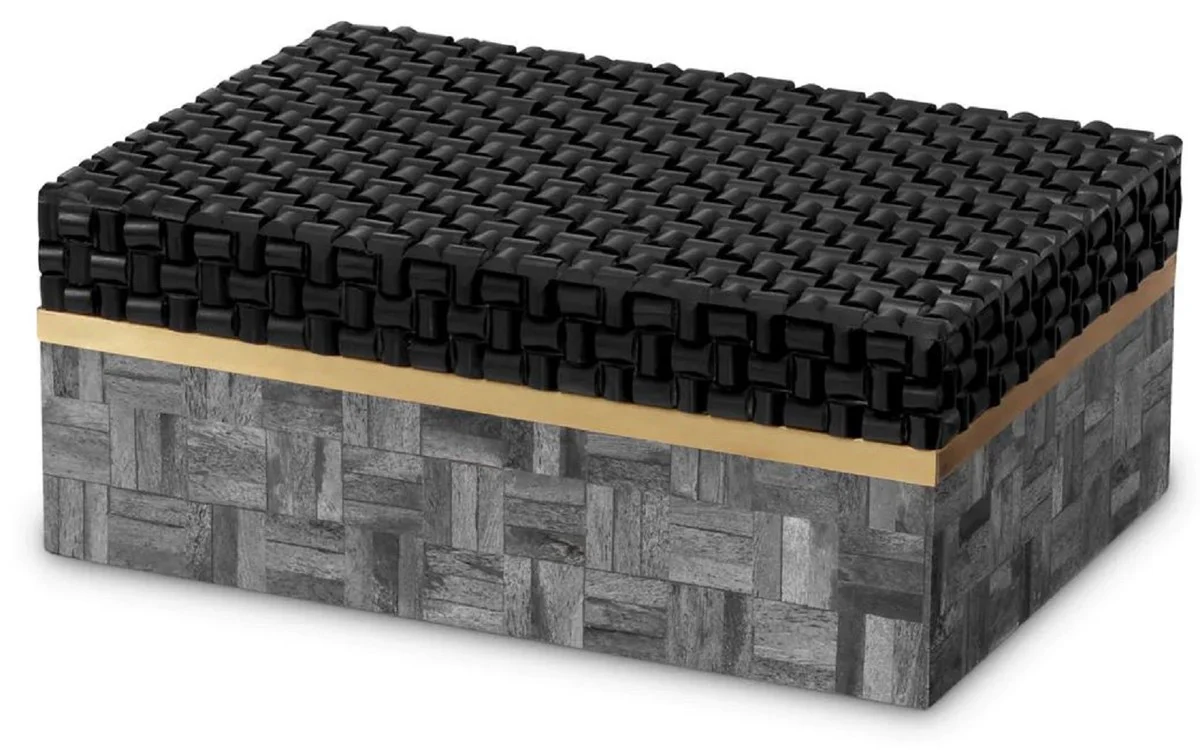 Casa Padrino Caja de Joya de Lujo Gris / Negro / Lat¨®n Vintage 28,5 cm