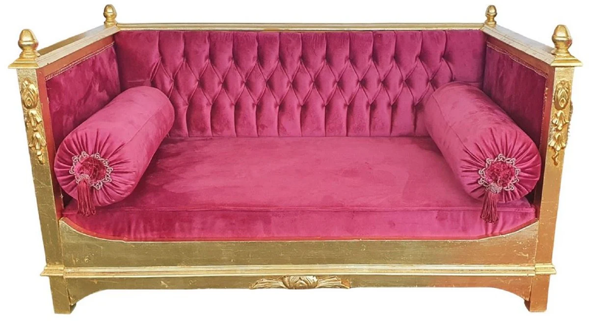 Casa Padrino cama de perro barroco rojo burdeos / oro - Magnífica cama para perros de estilo antiguo - Muebles barrocos para mascotas - Muebles para perros hechos a mano en estilo barroco