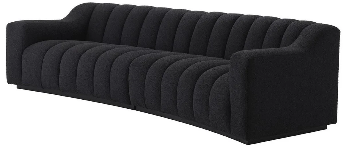 Casa Padrino sof¨¢ de lujo negro 300 x 100 x A. 78,5 cm - Sof¨¢ de sal¨®n ligeramente curvado - Sof¨¢ de Hotel - Calidad de Lujo