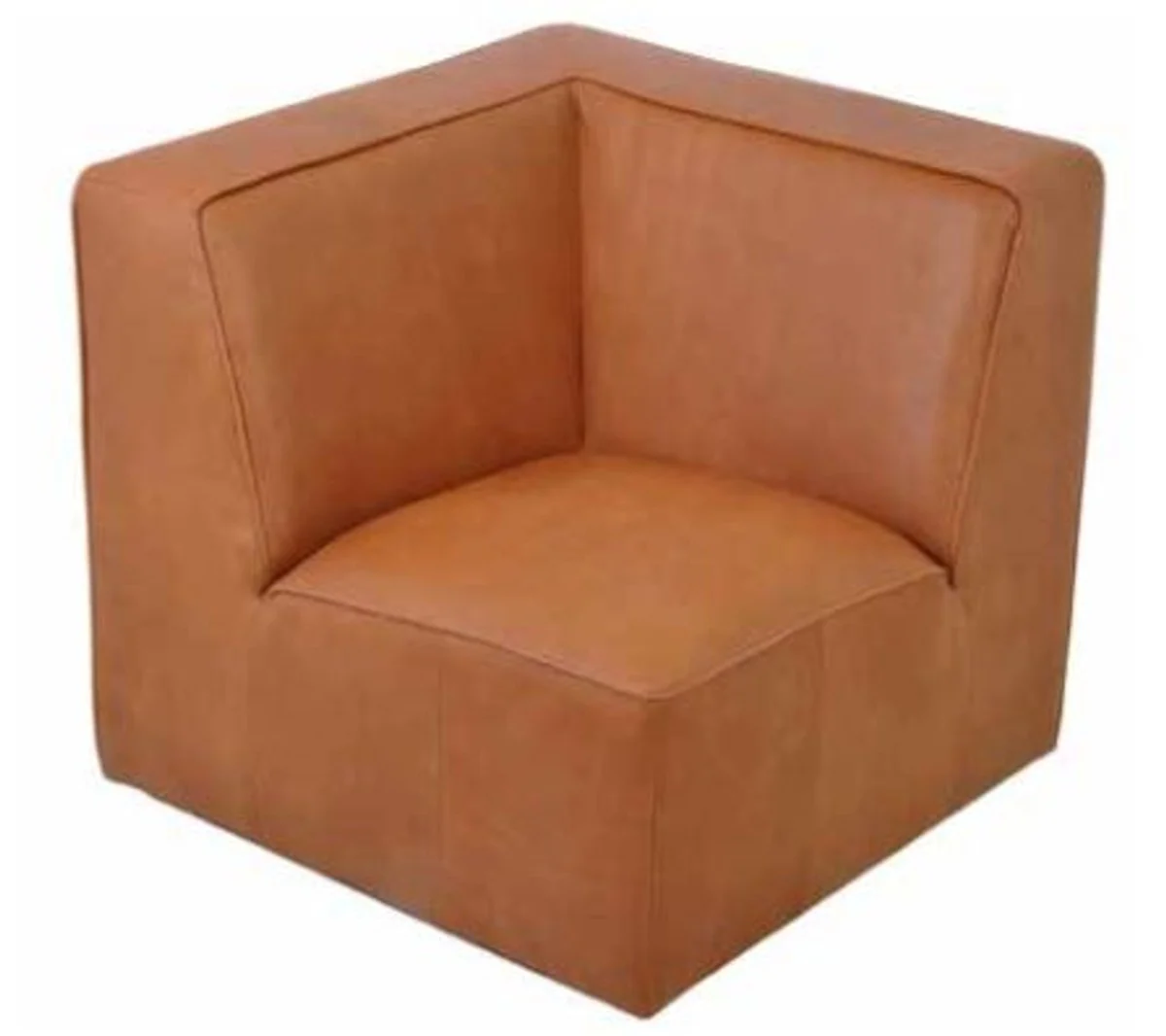 Casa Padrino Sill¨®n de Esquina de Lujo Marr¨®n Claro 89 x 89 x H. 88 cm - Sill¨®n de Cuero de Sal¨®n