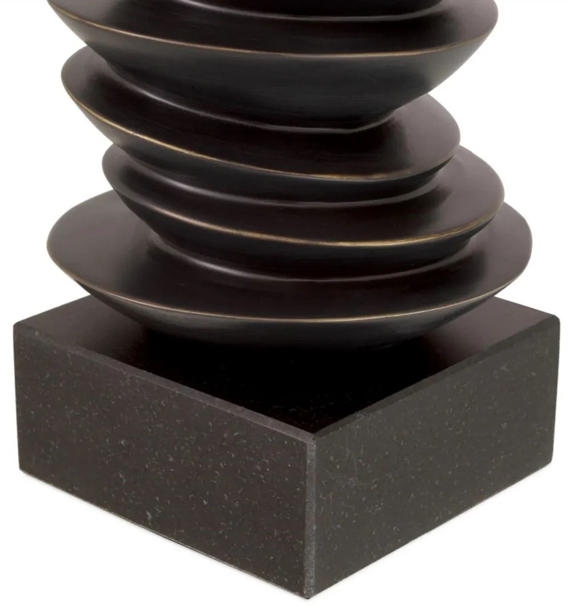 Casa Padrino lámpara de mesa de lujo negro / bronce Ø 44 x A. 80,5 cm - Lámpara de escritorio con pantalla redonda y base de granito - Lámparas de mesa de lujo - Lámparas de escritorio