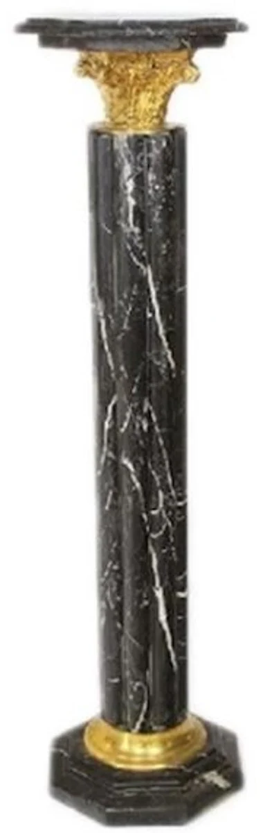 Casa Padrino pilar barroco negro / oro A. 113 cm - Pilar de mármol magnífico en estilo barroco - Accesorios de decoración barroco