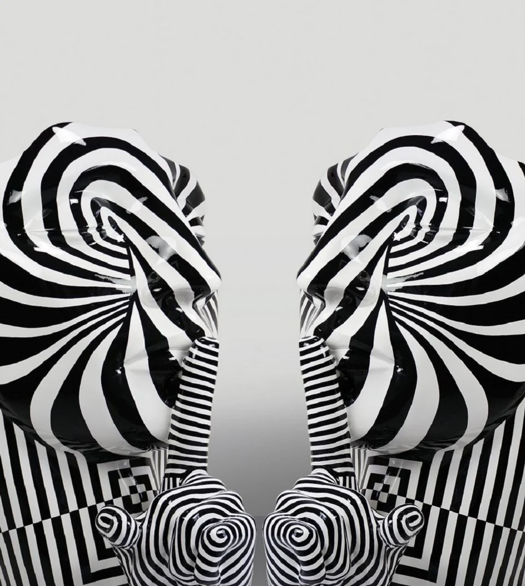 Casa Padrino escultura decorativa XXL blanco / negro A. 140 cm - Pintado a mano