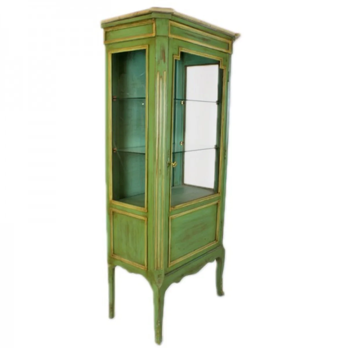 Casa Padrino Baroque showcase antique style green / gold 160cm - display case - cupboard - Antique furniture