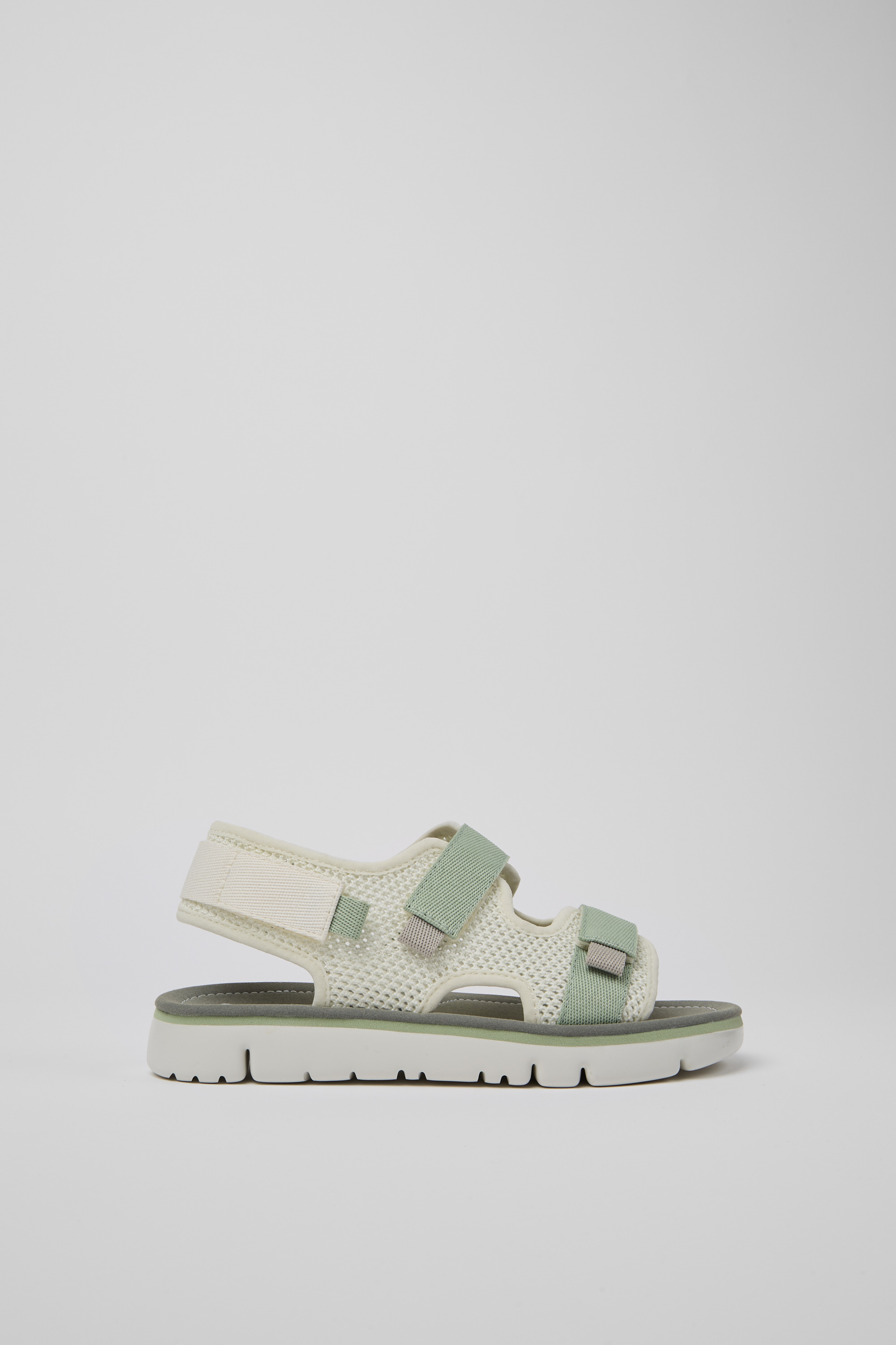 Oruga - White, green, and grey sandals for women