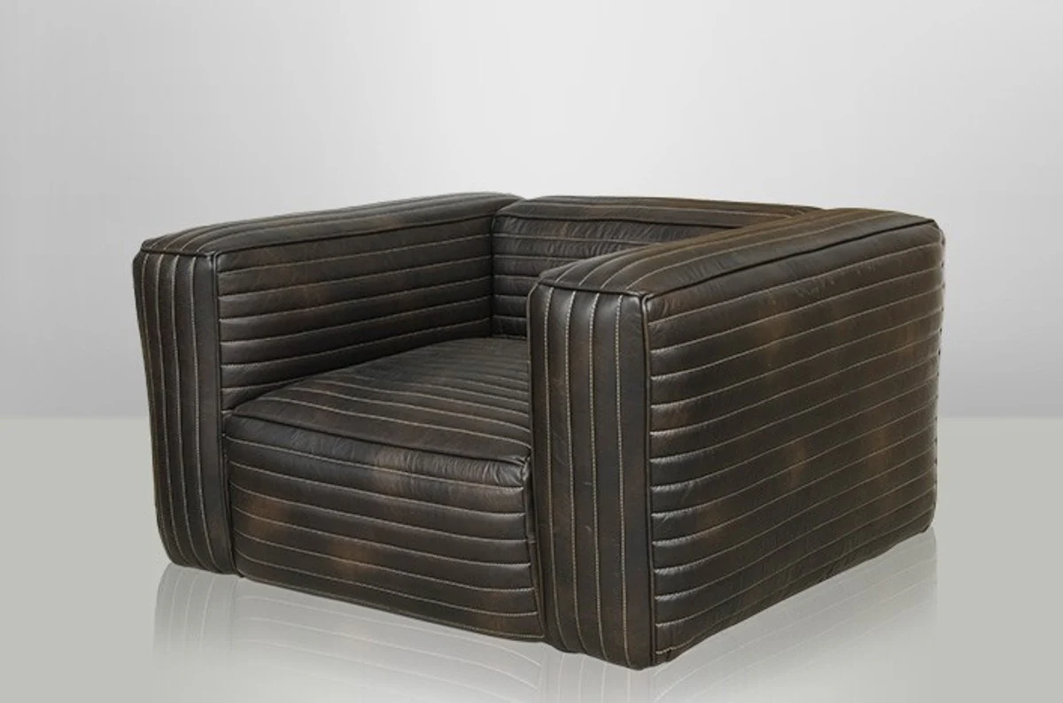 Casa Padrino luxury leather armchair VLAB New Fudge - Club Chairs