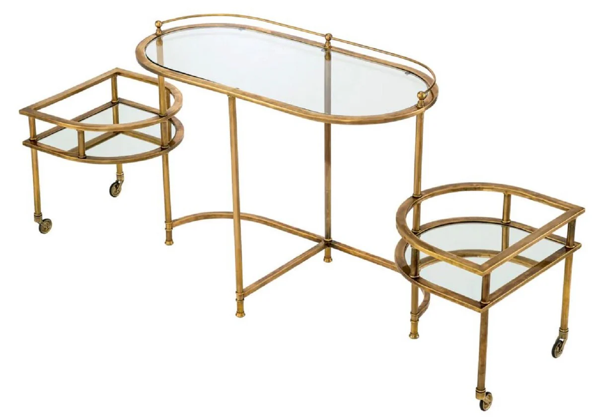 Casa Padrino carrito de servicio de lujo lat¨®n vintage 105 x 50 x A. 82 cm - Carrito gastron¨®mico restaurante hotel - Accesorios gastron¨®mico restaurante hotel lujo - Muebles de lujo