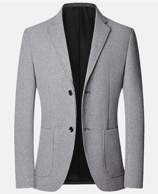 Notch Lapel Single Breasted Utility Pockets Texture Pattern Blazer