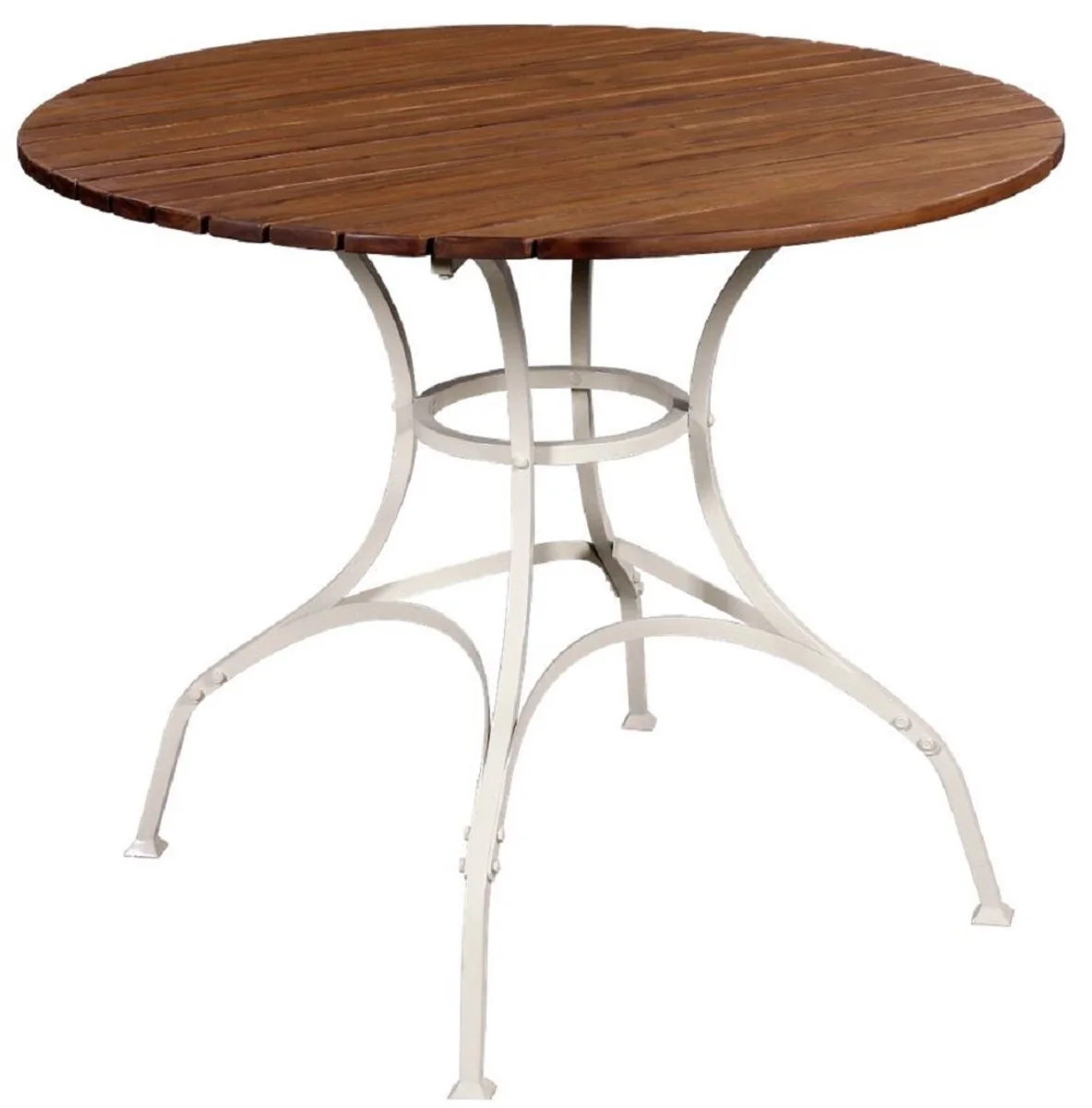 Casa Padrino mesa de jardín Art Nouveau de lujo marrón / crema Ø 100 x A. 78 cm - Mesa redonda para jardín y terraza - Muebles de Jardín y Terraza Art Nouveau