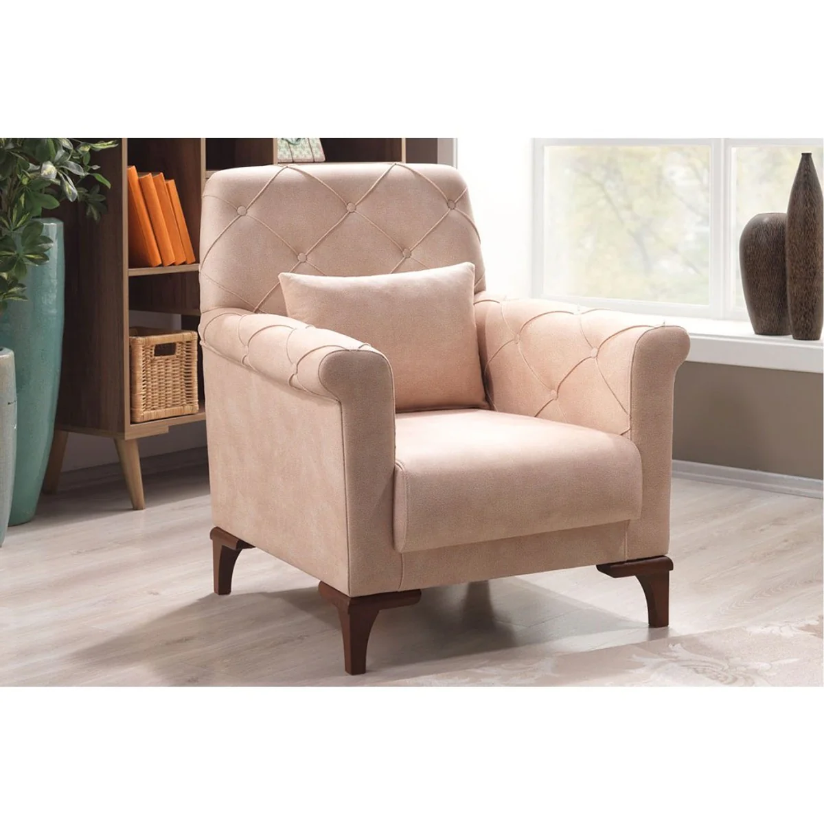 Casa Padrino Designer Bergere Armchair Paris Creme - Hotel furniture