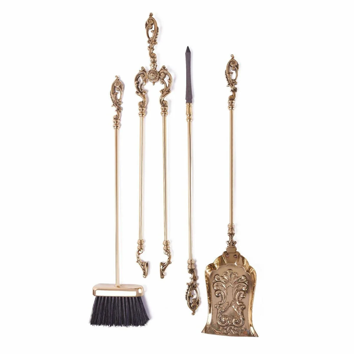 Casa Padrino cubiertos para chimenea barrocos con soporte oro A. 78 cm - Accesorios para chimenea