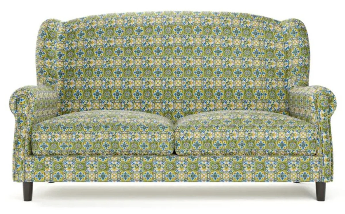 Casa Padrino sof¨¢ de terciopelo de lujo verde / multicolor / negro / lat¨®n 155 x 93 x A. 101 cm - Sof¨¢ de sal¨®n - Sof¨¢ de hotel - Muebles de sal¨®n - Muebles de hotel - Muebles de lujo