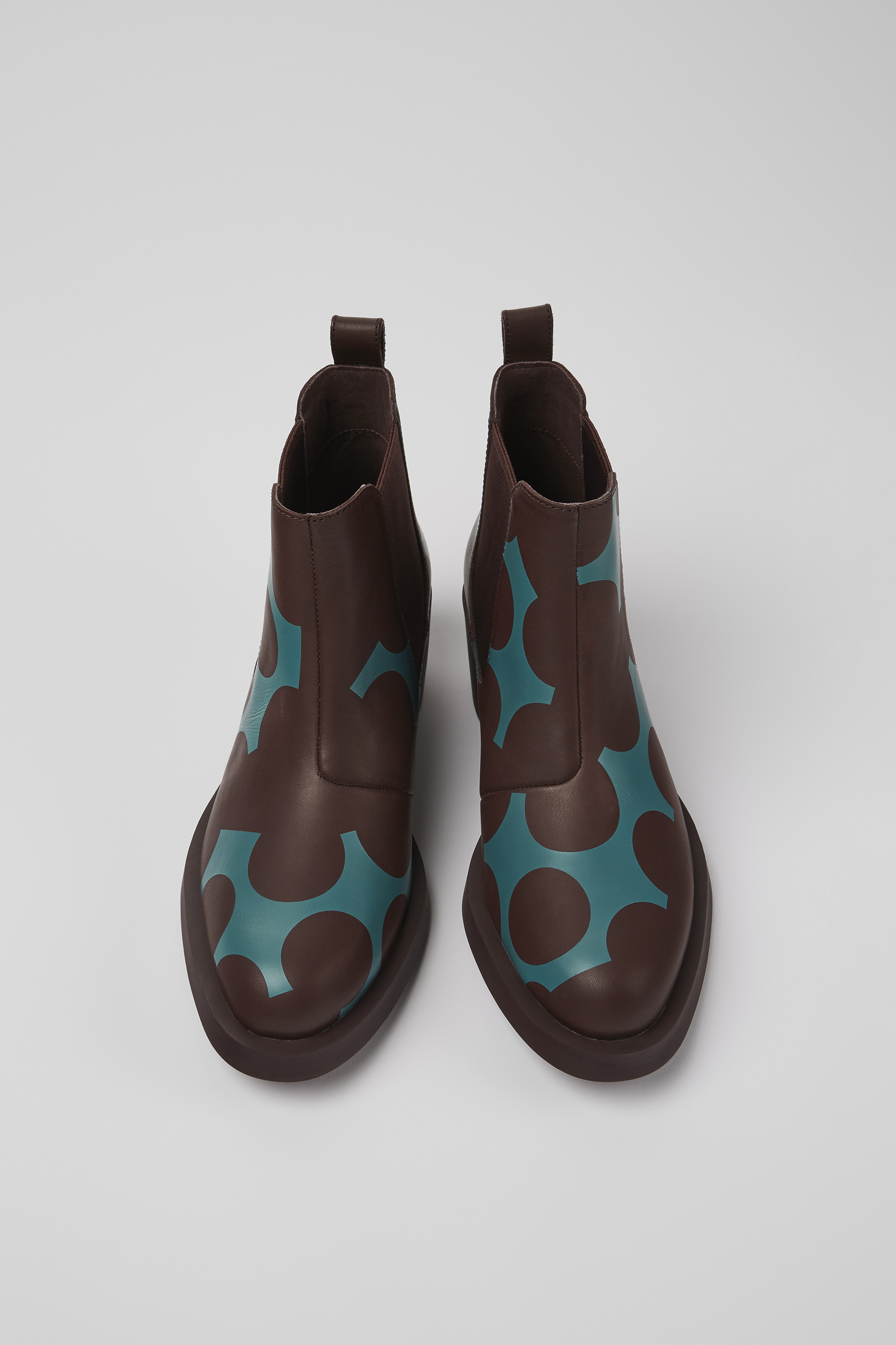 Twins - Burgundy and blue leather ankle boots for women