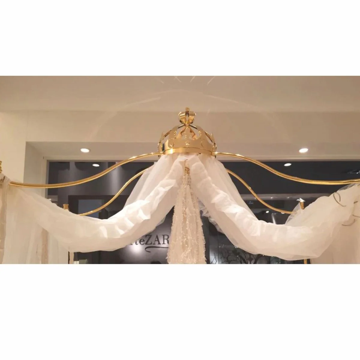 Casa Padrino cama de beb¨¦ barroco de lujo con corona oro 150 x 80 x A. 245 cm - Hecho en Italia