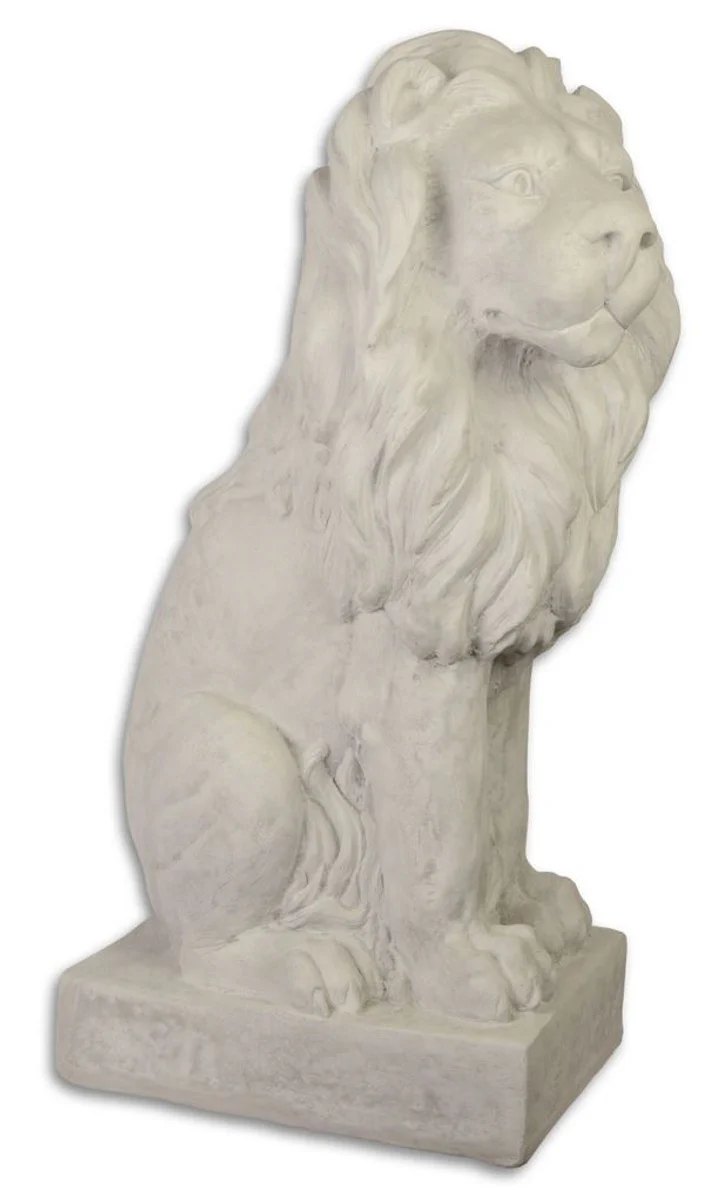 Casa Padrino Garden Terraces Decoration Escultura Sentado Lion Blanco Gris 28,7 x 43 x H. 74,6 cm - Deco Figurine