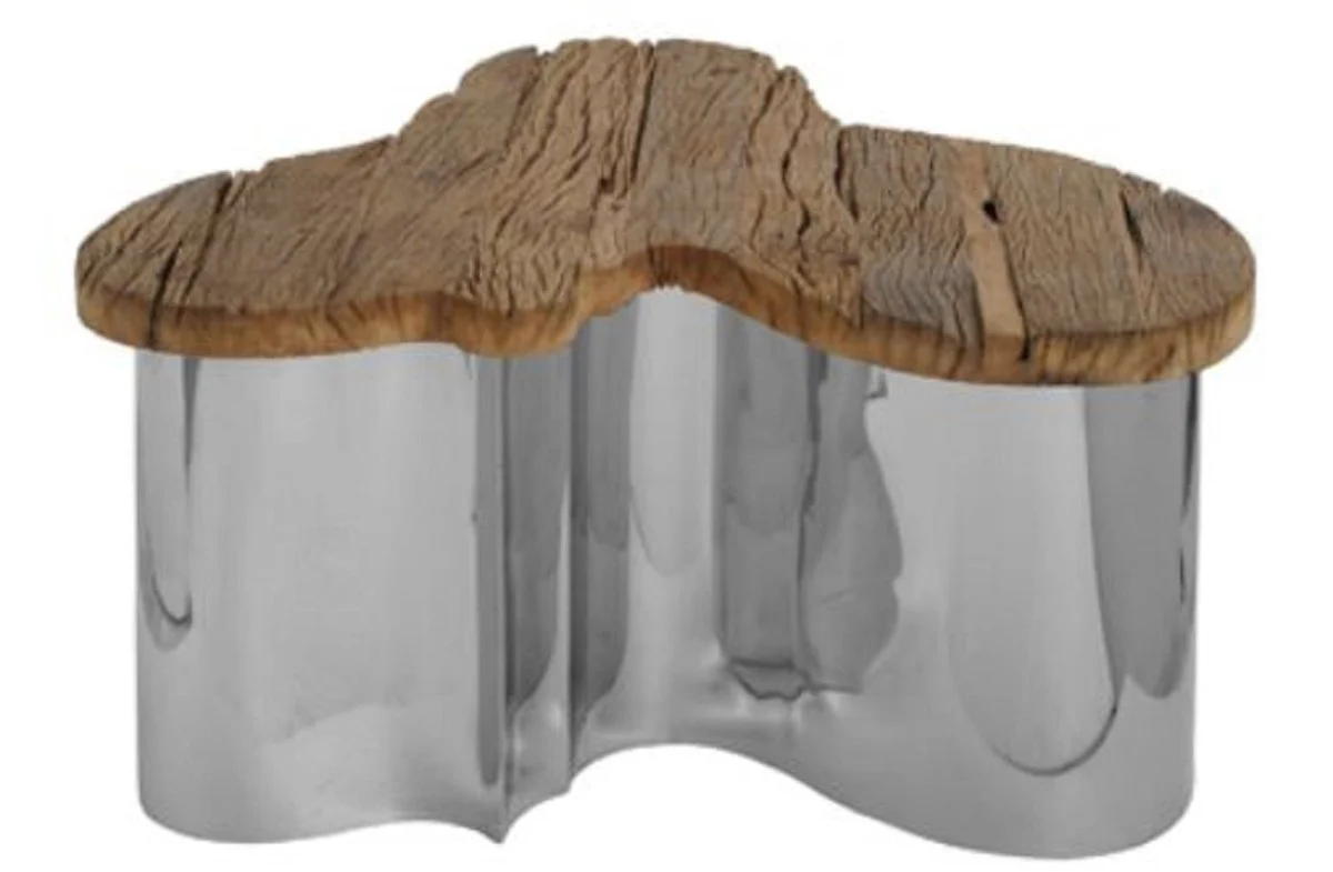 Casa Padrino mesa de centro de diseño natural / plata 90 x 88 x H. 47 cm - Muebles de Lujo para Sala