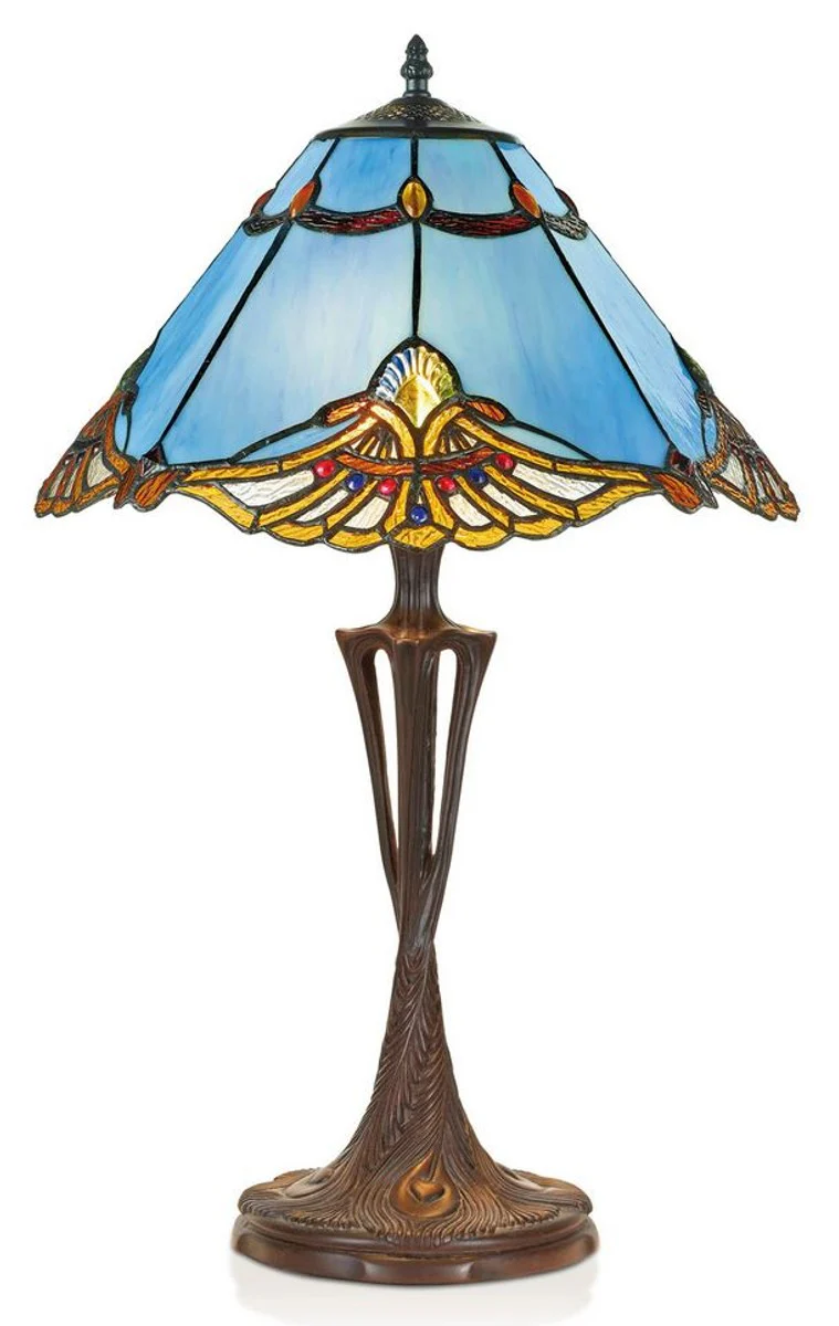 Casa Padrino Tiffany table lamp blue / multicolour Ø 40 x H. 60 cm - Handmade Table Light