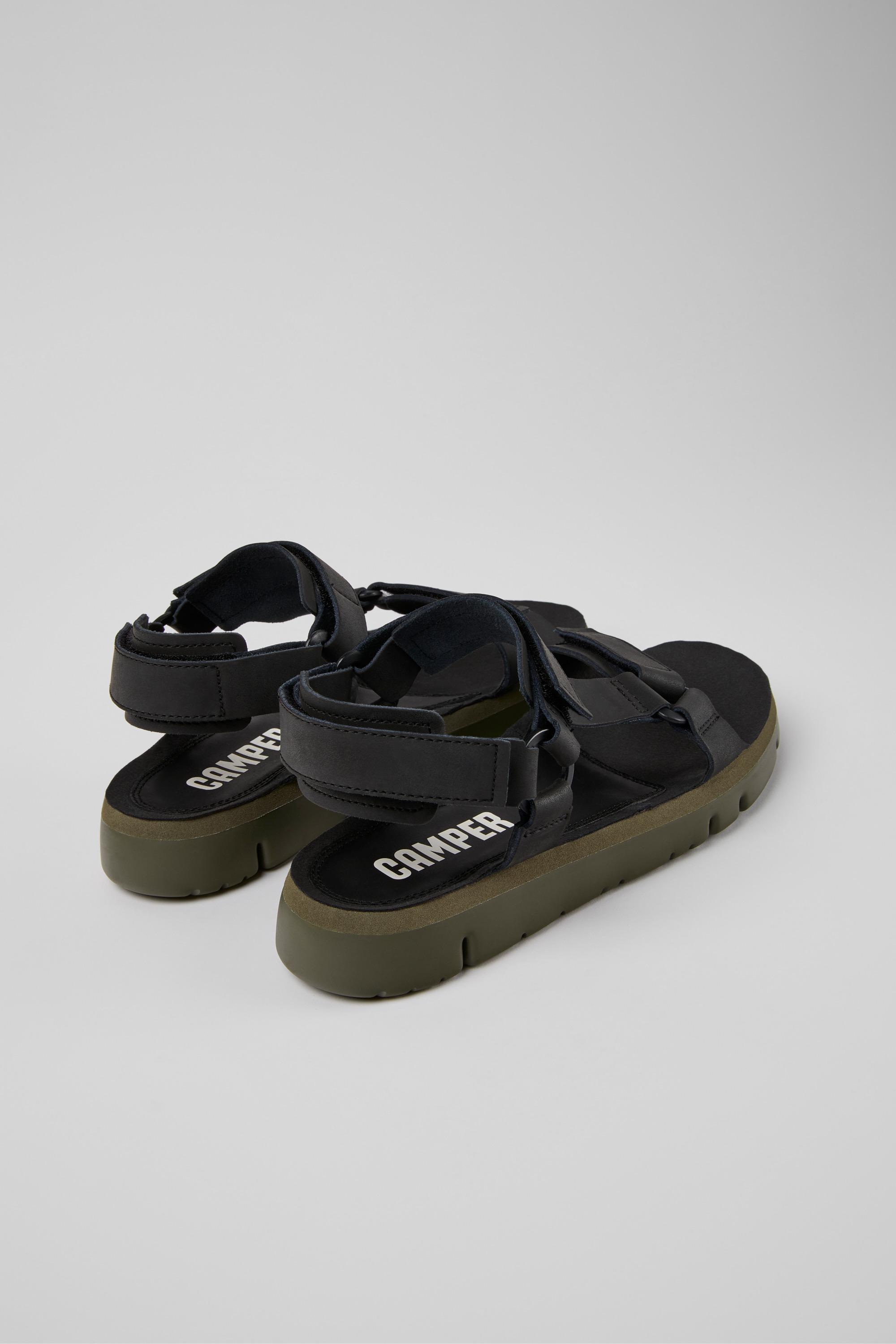 Oruga - Black leather sandals for men