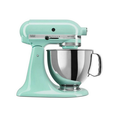 Artisan 5 Qt. 10-Speed Ice Blue Stand Mixer with Flat Beater, 6-Wire Whip and Dough Hook Attachments