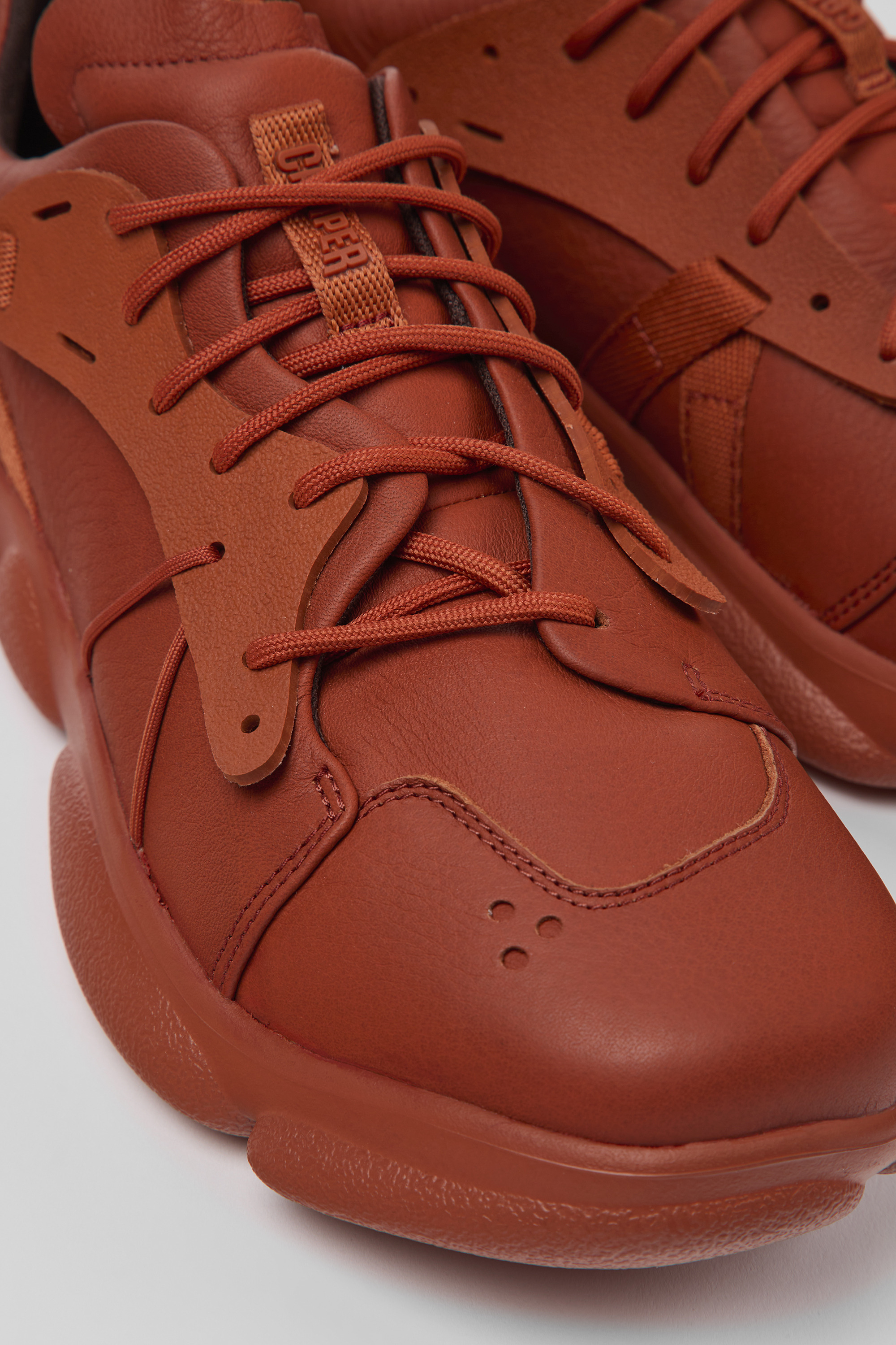 Karst - Red leather and textile sneakers for men